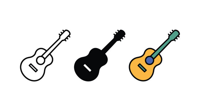 Set of ukulele icons simple flat vector design musical instrument illustration isolated on white background