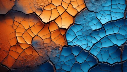 Abstract Blue And Orange Textured Background With Cracks Suitable For Creative Designs And Wallpapers