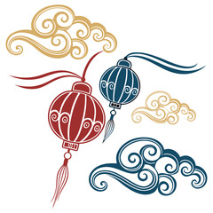 Chinese cloud set, auspicious clouds vector collection	