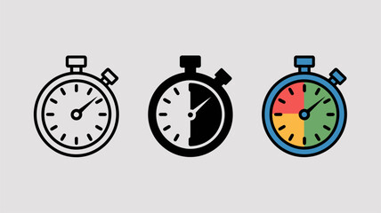 Stopwatch icon set simple flat vector design time management element for web and mobile apps isolated on white background