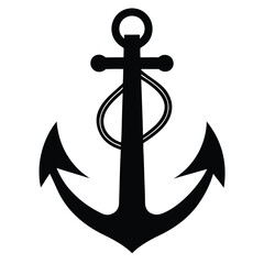 Bold black anchor is wrapped with a thick rope against a white background