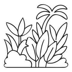 Jungle Outline Vector for Tropical and Wildlife Illustration