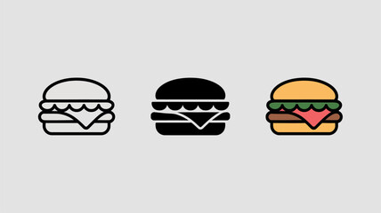 Fototapeta premium Hamburger icon set simple flat vector design isolated on white background for menu or app design