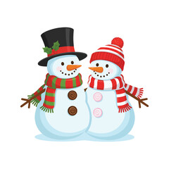 Snowman Outline Vector Drawing with Top Hat, Red Scarf, and Cute Smile for Winter Clipart