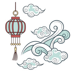 Chinese cloud set, auspicious clouds vector collection	