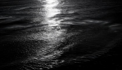 Black Background Water Surface With Highlights And Ripples Abstract Natural Background Black And White Photo