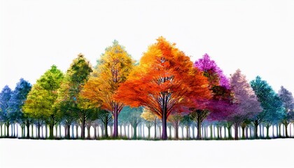 Illustration Of Colorful Treeline Graphic Isolated On White Created With Generative Ai