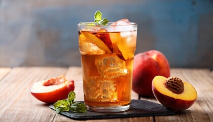 Glass Of Peach Ice Tea