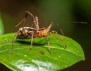 Fototapeta premium Close-up of a spotted insect on a leaf