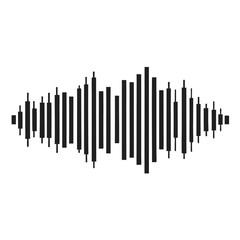 Sound waveform shows black vertical bars with varied height centered on white background
