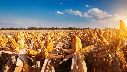 Yellow Dry Ripe Corn On The Field