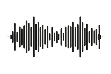 Black sound wave illustration presents audio frequency signal on white background for multiple creative uses