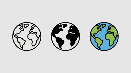 Obraz premium Earth globe icon set minimalist vector illustration in various styles perfect for app design and infographics