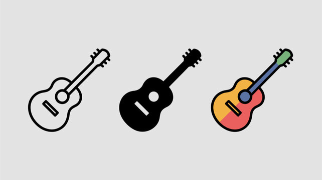 Set of ukulele icons simple flat vector design musical instrument illustration isolated on white background