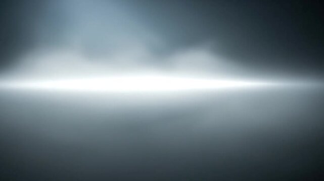 Horizontal Bright Line of Light on Dark Reflective Surface with Ambient Mist