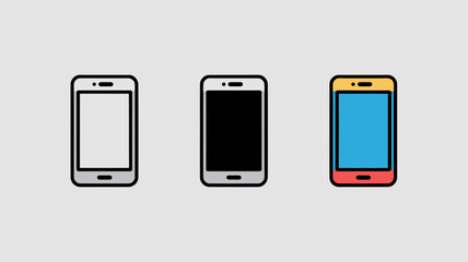 Set of smartphone icons simple flat vector design element for app and web design isolated on white background