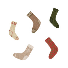 Cozy holiday socks for Christmas projects hand drawn style