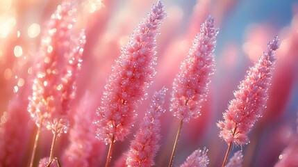 Pink flowers in sunlight