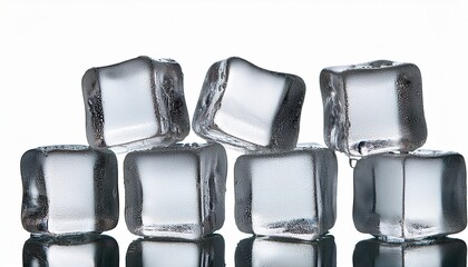 Clear Ice Cubes Stack Isolated On A Transparent Background