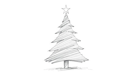 Illustration of a sketched christmas tree on a white background