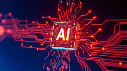 AI Chip Futuristic Circuitry and Artificial Intelligence