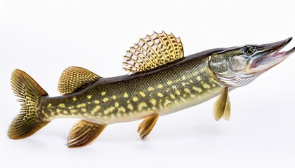 Northern Pike Muskie Fish Isolated On White Background