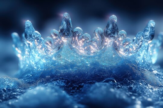 Ice crown glistening on a marble pedestal.