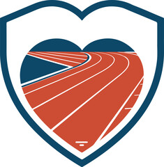 Heart Shaped Running Track Symbol for Fitness, Health and Sports Motivation