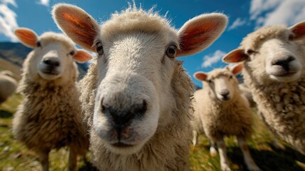 Sheep Close Up with Flock
