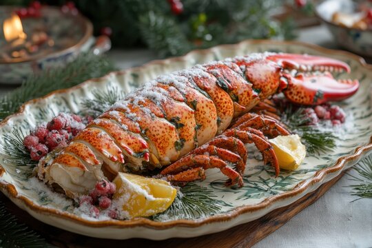Lobster with lemon and dille.