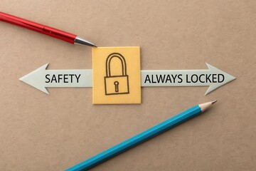 Arrows crossing over padlock to symbolize safety and security