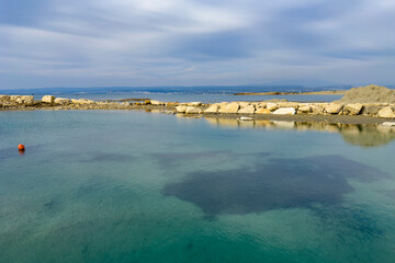 walking at the old harbor on Akrotiri on Cyprus