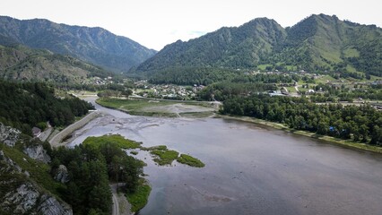 Katun River view near Chemal Hydroelectric Power Station, Altai, Russia
