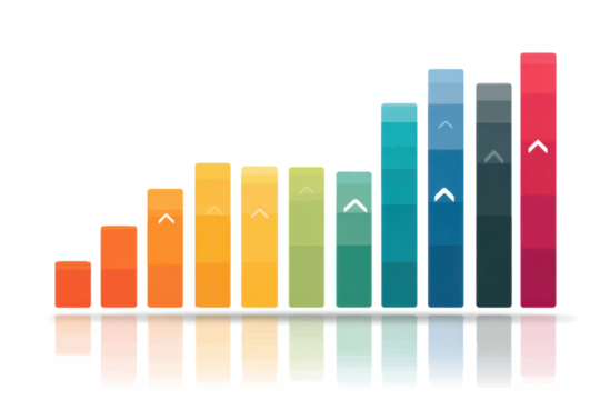 Colorful bar graph showing increasing trend, representing growth, progress, and positive development.