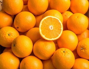 Fresh oranges densely packed