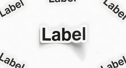 Sticker with the word label over a white background, label typography, paper sticker