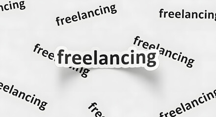 Sticker with the word freelancing over a white background, freelancing typography, paper sticker