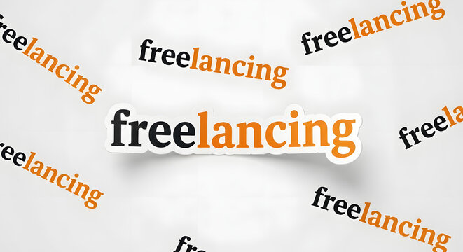 Sticker with the word freelancing over a white background, freelancing typography, paper sticker