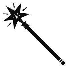 Black star tipped magic wand emanates sparkles against a white canvas stands alone