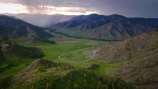 Scenic view of Chike-Taman mountain pass, Altai, Russia