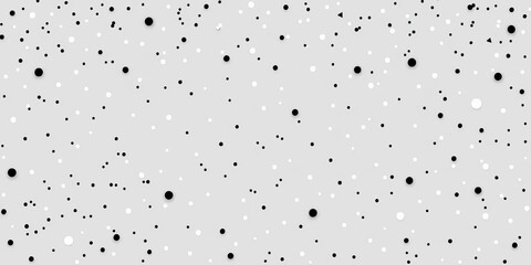 Abstract monochrome geometric confetti pattern  Black and white dots, lines, and shapes on a gray background, seamless,  shapes