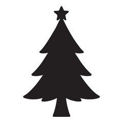 Christmas Tree Silhouette Vector Icon for Holiday and Winter Design