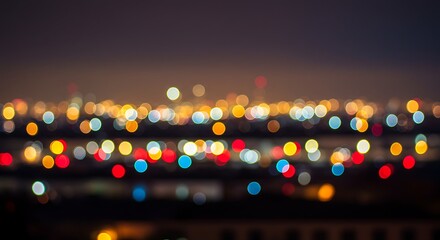 City lights bokeh abstract background with colorful blurred circles