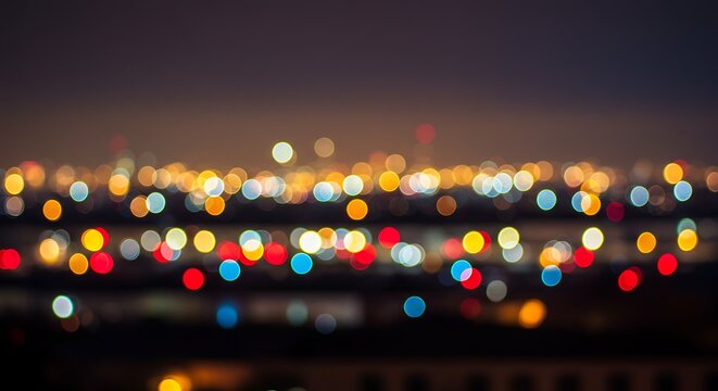 City lights bokeh abstract background with colorful blurred circles