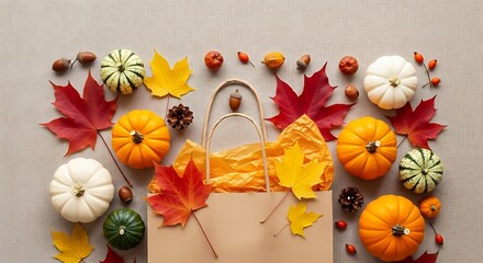 Autumn Shopping Bag Display.
