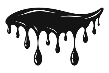 Dripping black viscous liquid descends in droplets, creating an abstract, dynamic monochrome form