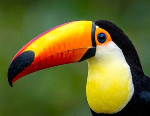 Naklejka premium Close-up of a toucan's vibrant beak and head