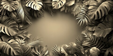 Lush leaves creating a backdrop in a tropical setting for creative projects or nature-inspired designs