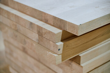 Wooden Parts and Boards Stored in Warehouse Ready for CNC Machine Processing