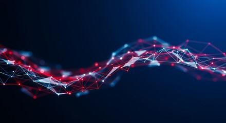 Abstract Technology Network Background with Red and Blue Glowing Connections